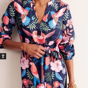 Boden Cleo Linen Tie Waist Dress